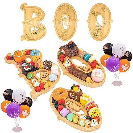 3-Piece Nsoyos "BOO" Bamboo Halloween Charcuterie Board Set $7.99 + Free Shipping w/ Prime or on $35+