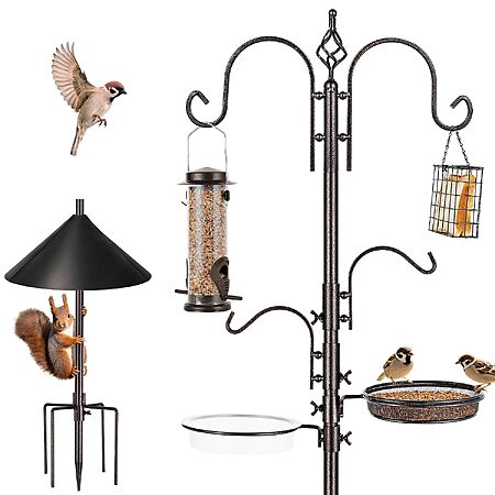 [Prime] ERYTLLY 87" Wild Bird Feeding Station Kit w/ Squirrel Guard Baffle, Suet Cage & Tube Feeder $25.40 + Free Shipping