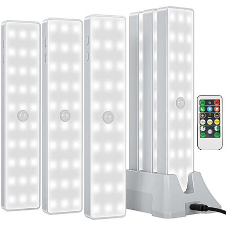 6-Pack Racokky Motion Sensor Under Cabinet Lights w/ Remote & Charging Station