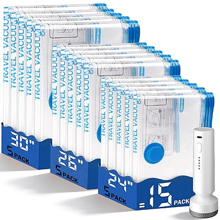 15-Pack Lezecur Vacuum Storage Bags w/ Rechargeable Cordless Pump (Blue or gray) $13.49 + Free Shipping w/ Prime or on $35+