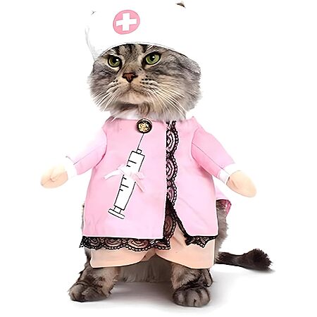 NACOCO Nurse Halloween Costume for Dogs & Cats (Large, Pink)