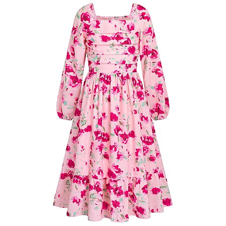 Girls HOZIY Girls Long Sleeve Floral Midi Dress