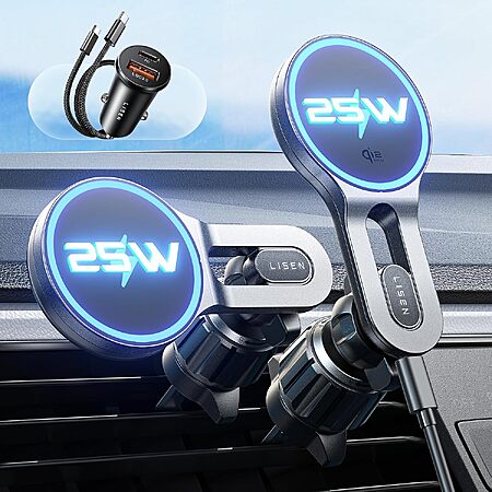 LISEN Qi2 25W MagSafe Car Vent Mount Charger $20.99 + Free Shipping w/ Prime or on $35+