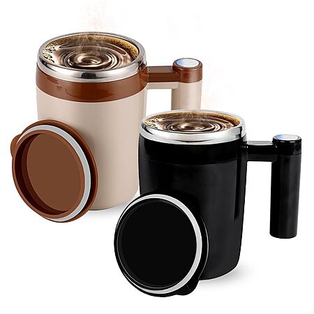 2-Pack 14-Oz KittBabby Self Stirring Rechargeable Coffee Mugs