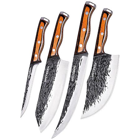 4-Piece Naitesen Hand Forged Butcher Knife Set