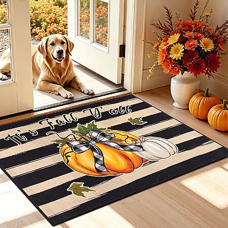 32" x 48" Vaukki Fall Pumpkin Entryway Doormat