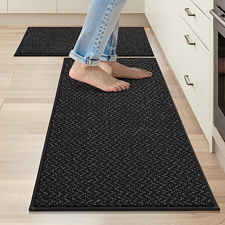 2-Pack COSY HOMEER 20x32"+20x48" Non-Slip Washable Kitchen Rugs