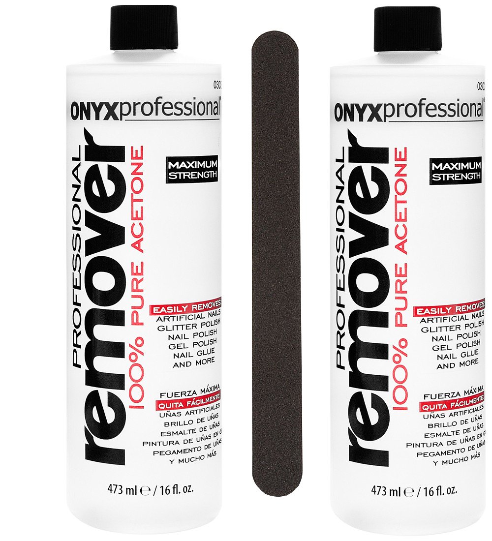 Amazon has  16 Oz (2 Bottles) Onyx Professional 100% Acetone Nail Polish Remover with Nail File Removes Artificial Nails, Nail Polish, Gel Polish &amp; Glitter Polish for $4.96