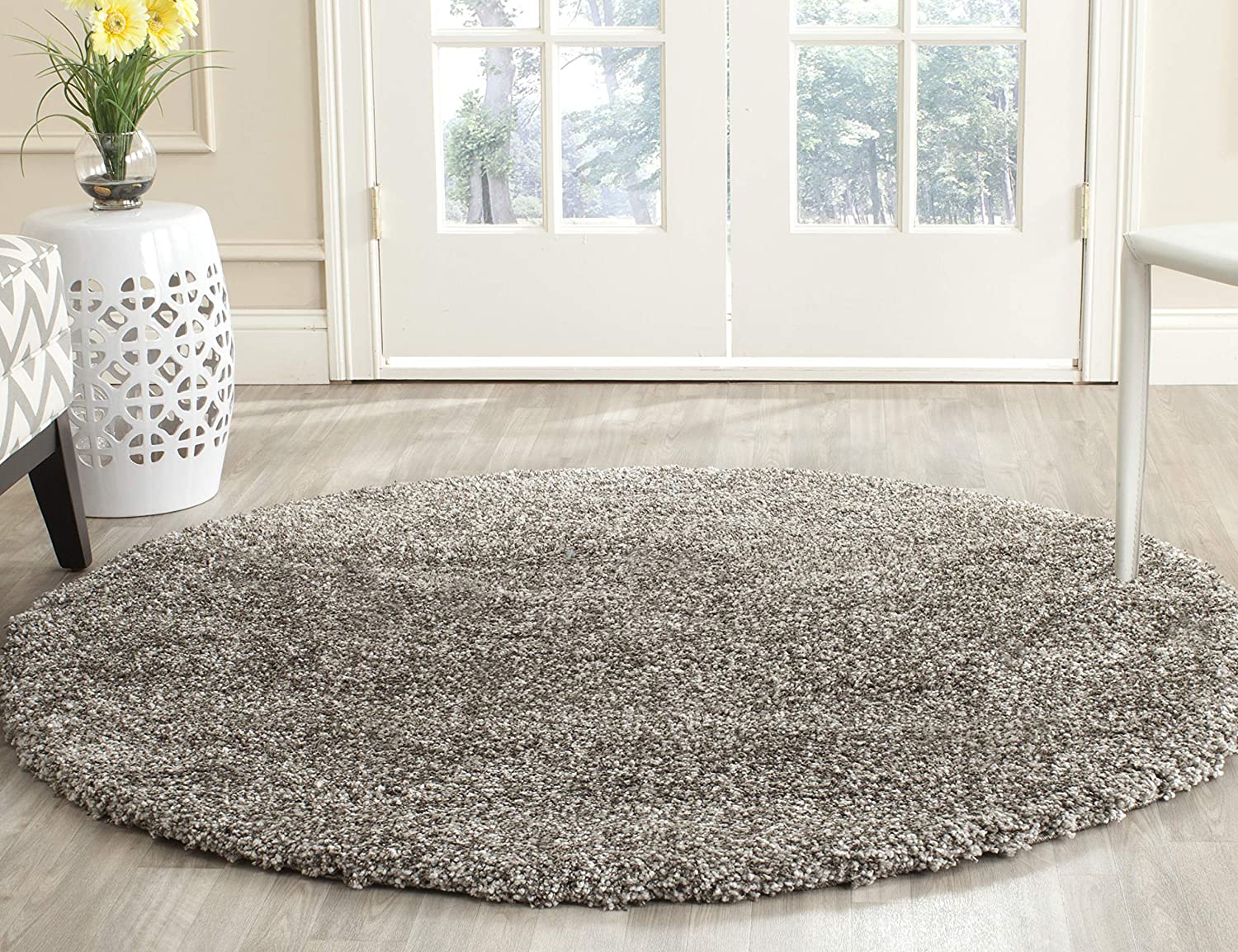 Safavieh Milan Shag Collection SG180-8080 Grey Round Area Rug (3' Diameter) $23.44