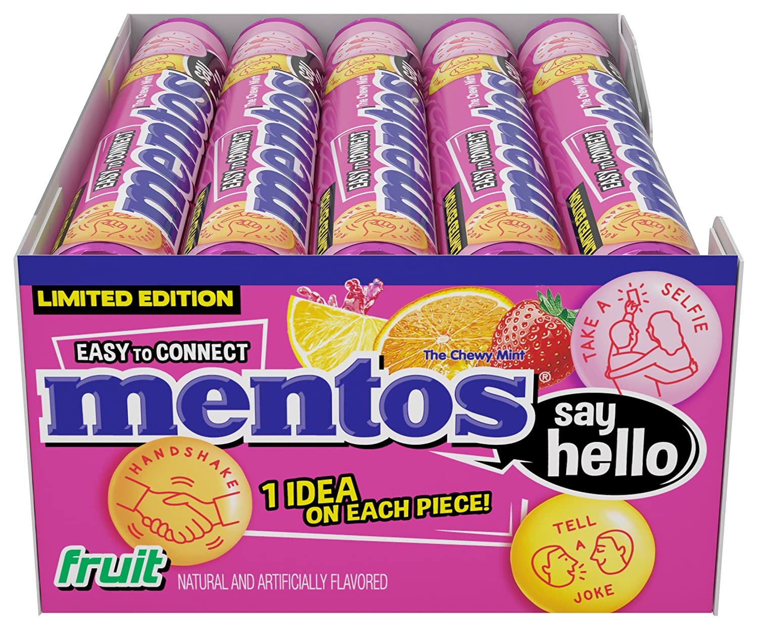 Mentos Chewy Mint Candy Roll, Fruit, Party, Non Melting, 1.32 ounce/14 Pieces (Pack of 15) $8.45