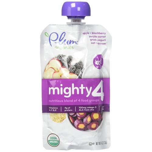 6-Pack Plum Organics Tots Mighty 4 Toddler Food, Apple, Blackberry, Purple Carrot, Greek Yogurt, Oat and Quinoa, 4 Ounce $4.21 w/ S&S