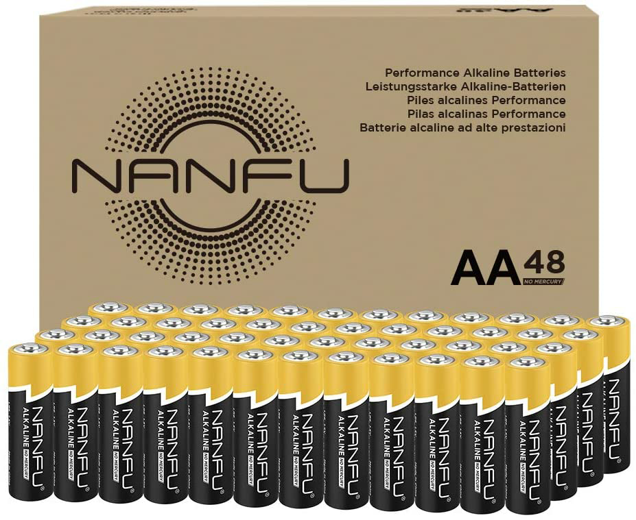 NANFU High Performance AA Alkaline Batteries (48 Count), Ultra Power, Long Lasting for Household Devices: Home Audio & Theater