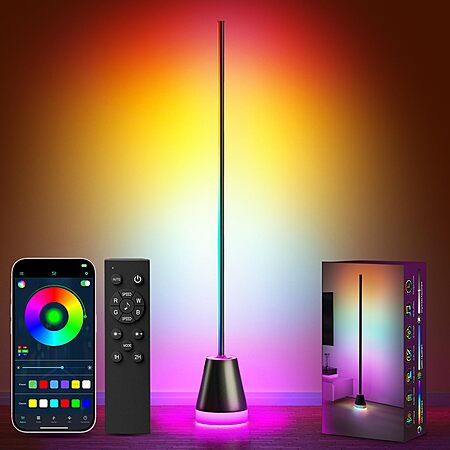 Keepsmile Smart RGB LED Corner Floor Lamp w/ 172 LEDs, App & Remote