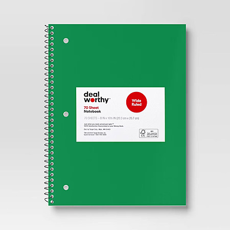 Dealworthy Subject Spiral Notebooks (Various) $0.35 + Free Pickup