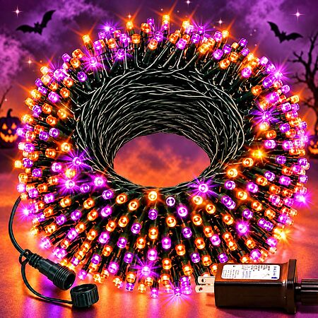 100FT RUMCU LIFE Orange Purple Halloween Lights - $11.99 @ Amazon