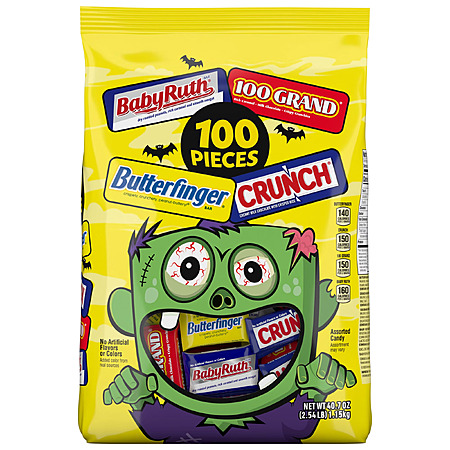 100ct Butterfinger, CRUNCH, Baby Ruth & 100 Grand Halloween Candy Bulk, 40.7oz - $14.86 @ Walmart
