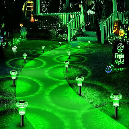 16 Pack Mushroom Halloween Solar Lights Outdoor Green Pathway Decor - $14.99 @ Amazon