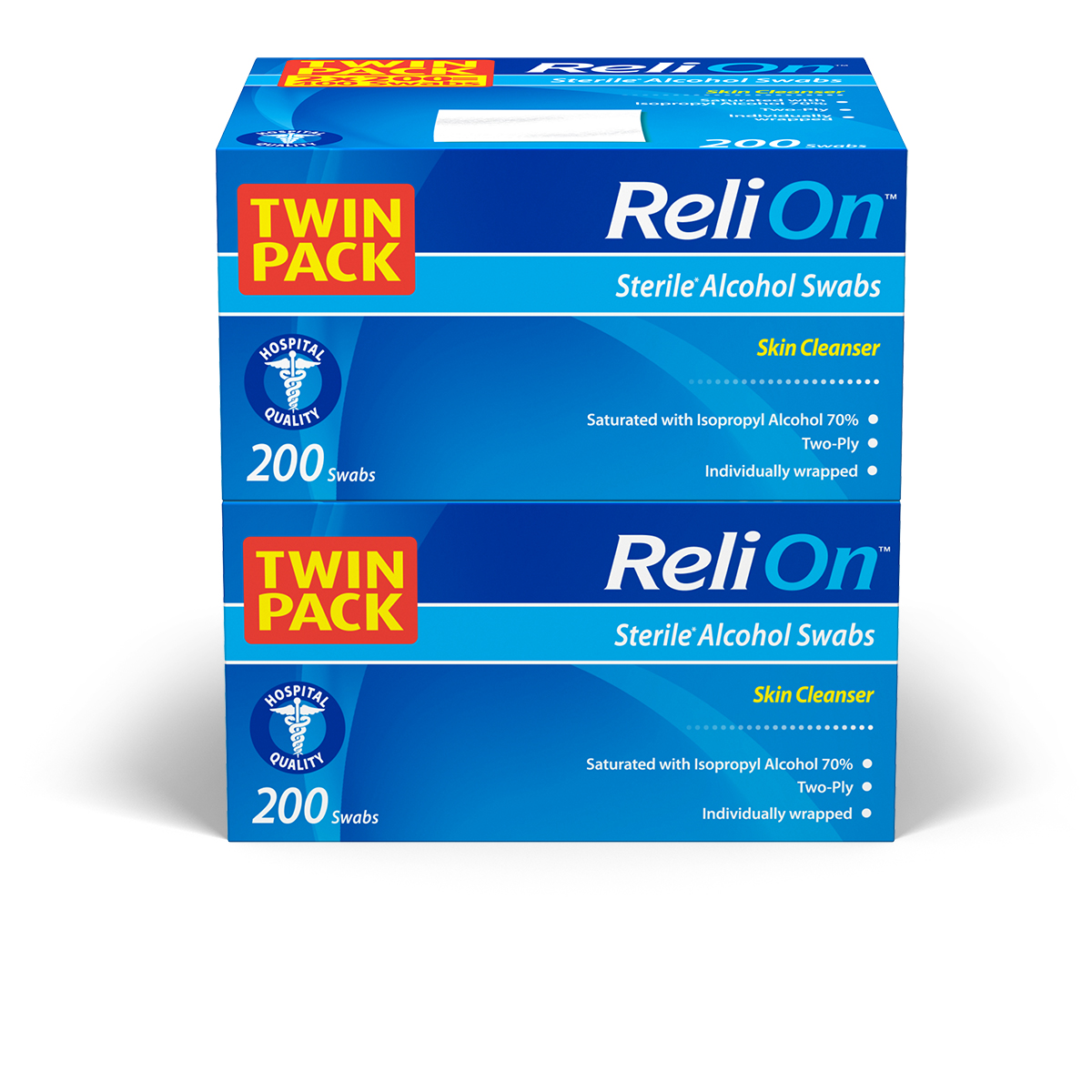 ReliOn Medium Isopropyl 70% Alcohol Prep Pads, 2-Ply, 200 Swabs Per Box (400 Total Count) $3.74 Free Pickup (Walmart)