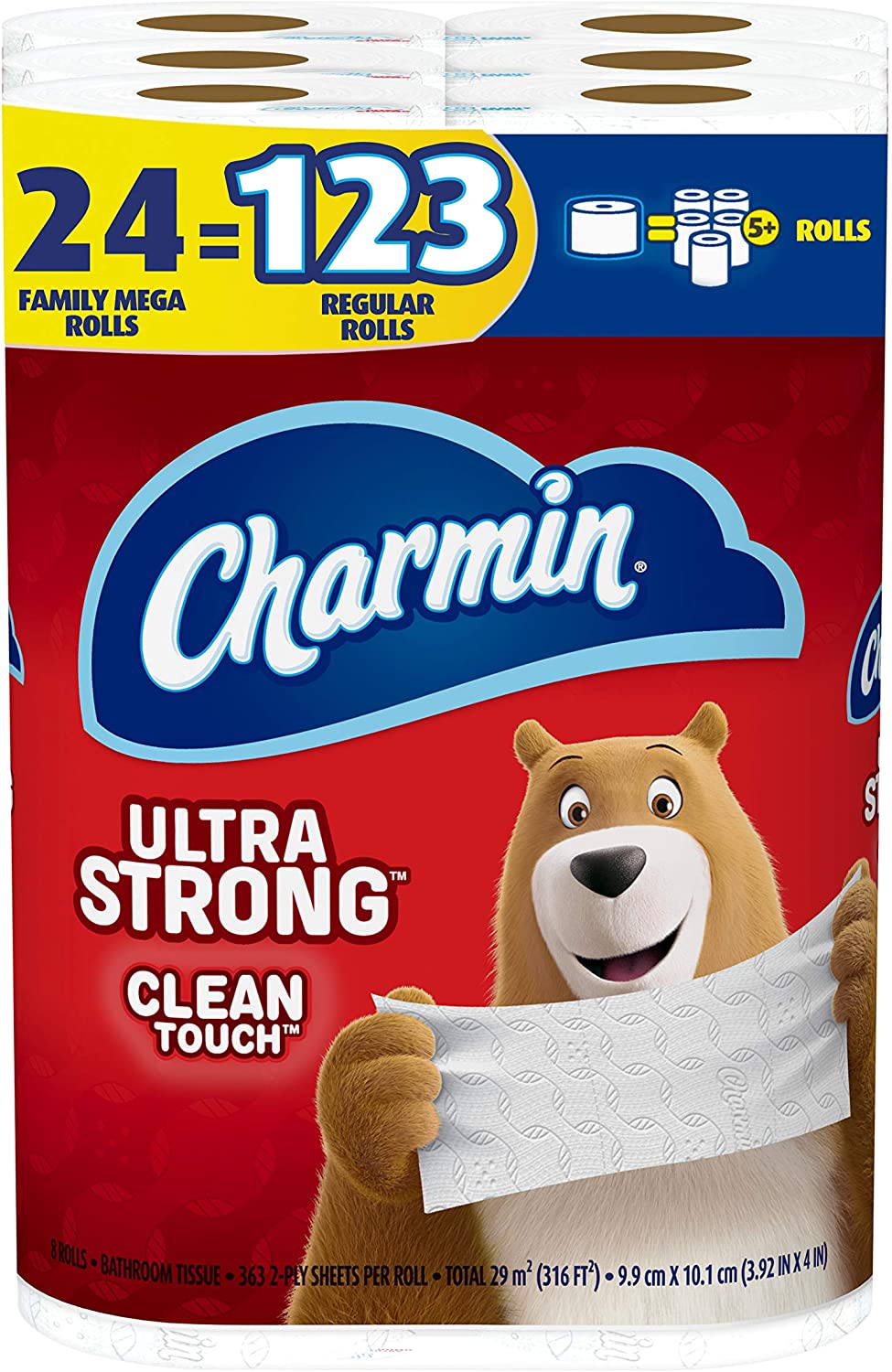 Charmin Ultra Strong Clean Touch Toilet Paper, 24 Family Mega Rolls (8,712 sheets) - $31.49 - FS w/ Prime