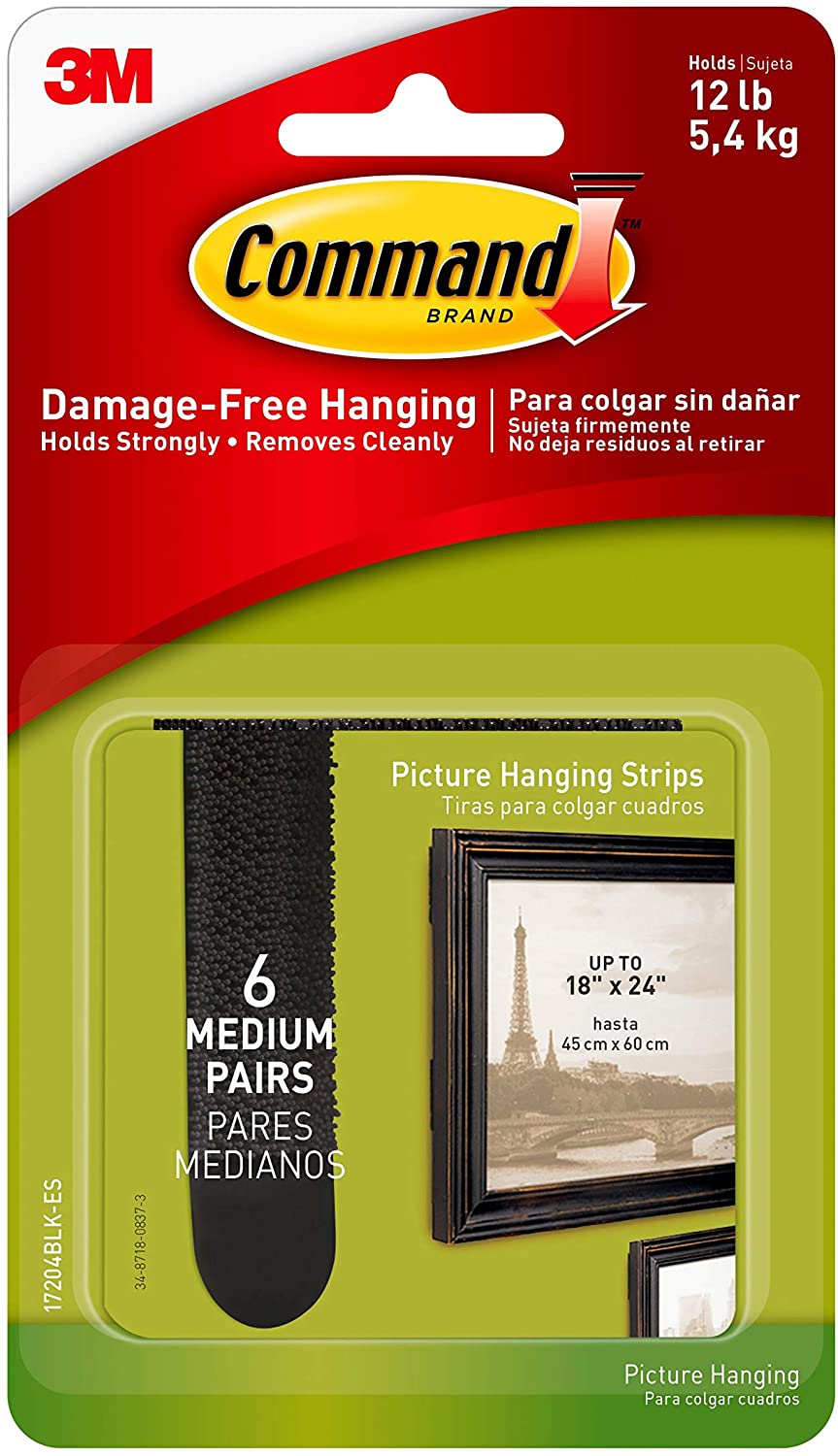 Command Picture Hanging Strips, Black, 6 pairs (12 strips) $3 FS w/ Prime