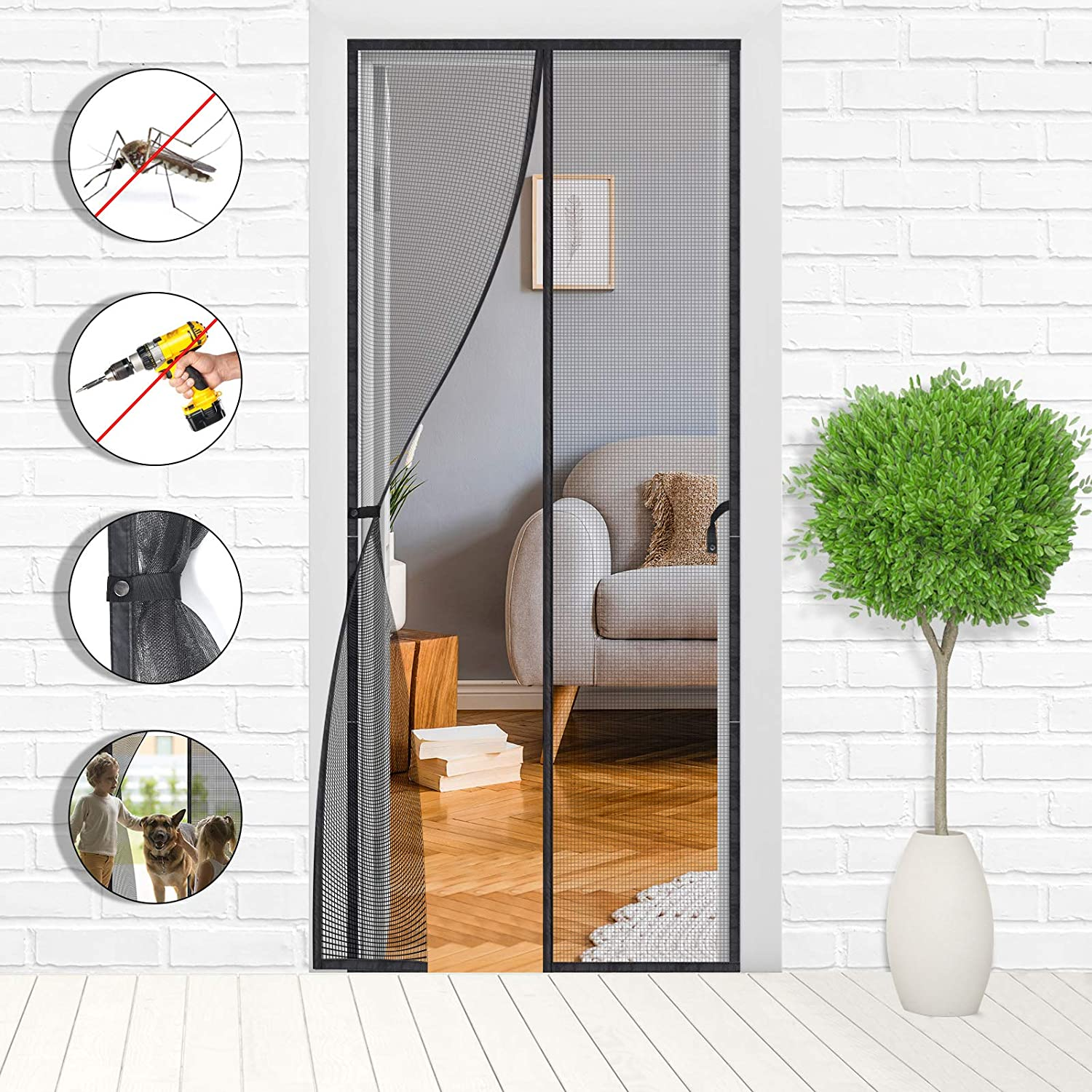Magnetic Screen Door - Mesh Net Doors with Magnet  39 x 83 inches $10.20 at Amazon