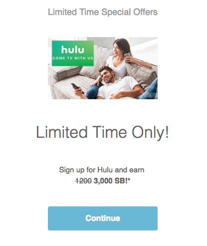 ($22 Money maker)Swagbucks: Purchase a Hulu Subscription for $8 and get 3000 SB