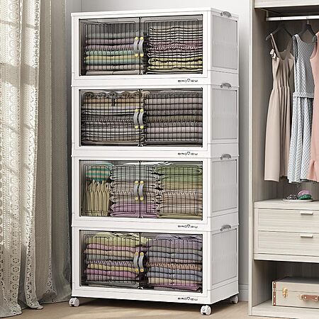 4-Count of 120-Quart (480-Quart Total) Broview Stackable Container Bins w/ Wheels $89.60 + Free Shipping