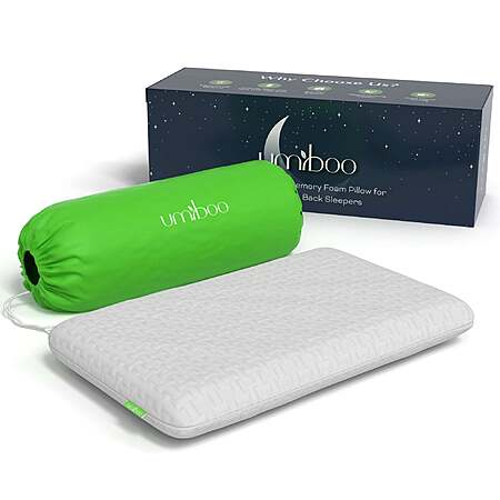 Umiboo Thin 2.5-Inch Memory Foam Pillow $10.50 + Free S/H