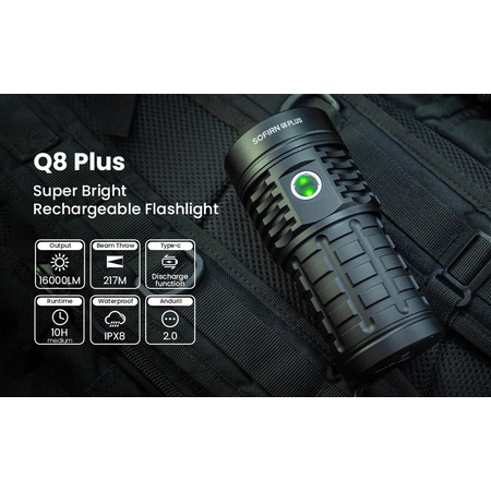 Sofirn Q8 Plus 16000lm USB C Rechargeable XHP50B Flashlight $42 + Free S/H