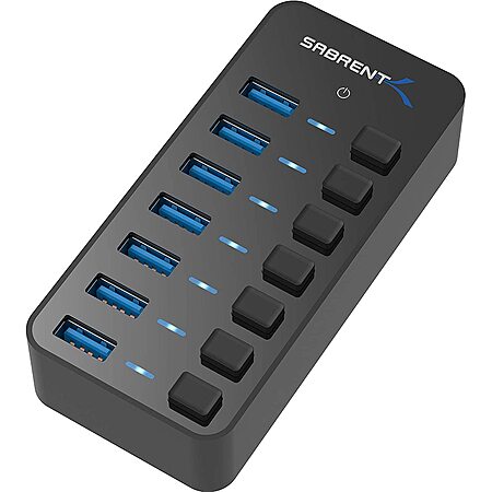 SABRENT Powered USB Hubs: 36W 7-Port $30, 60W 10-Port $35, 48W USB-C Hub w/ Switches $35 + Free S/H