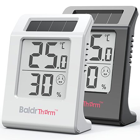 2-Pack BaldrTherm  Solar-Powered Indoor Thermometer Humidity Meter $4.25 