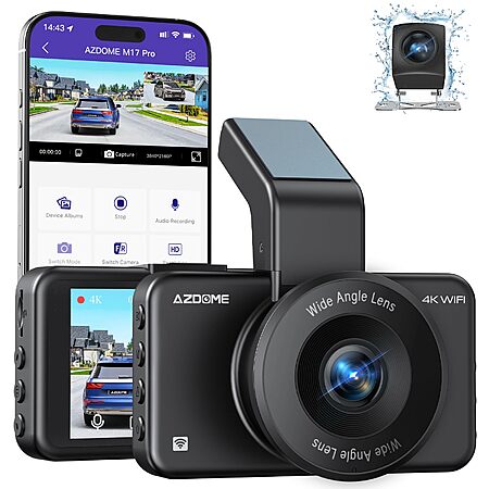 AZDOME M17 Pro 4K Front / 1080p Rear WiFi 6 ADAS Dashcam