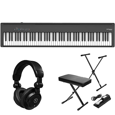 Roland FP-30X 88-Keys Piano + Headphones + Keyboard Stand + Bench Bundle