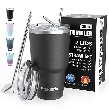 30oz Pandaria Double Wall Stainless Tumbler w/ Straw $10 @ Amazon (20oz $9)