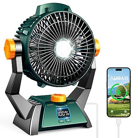 AUIIAH Rechargeable Camping Fan / Battery Pack w/ LED Light $19 + Free S/H