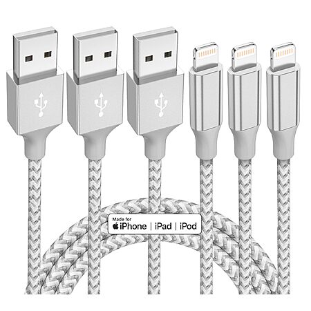 3-Pack 10' Bkayp MFi Certified Nylon Braided USB-A to Lightning Cables $4 @ Amazon