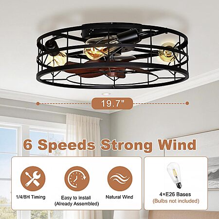 TCL 20" Low Profile Caged Ceiling Fans with Lights & Remote $59.40 + Free S/H