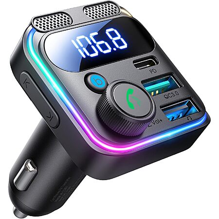 JOYROOM Bluetooth 5.4 FM Transmitter + 45W PD & 36W QC 3.0 USB C Car Charger $11