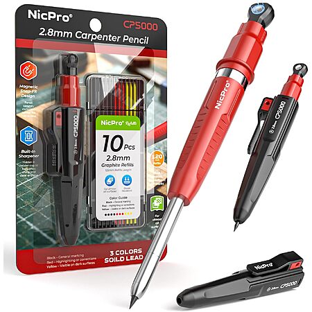 Nicpro 7-in-1 CP5000 Magnetic Carpenter Pencils & Sharpener $7.70 w/ S&S