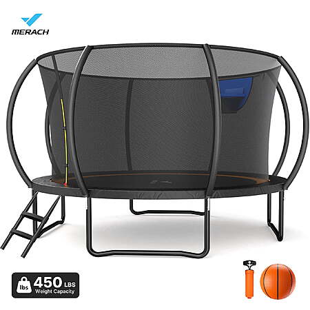MERACH 14FT Outdoor Trampoline w/ Enclosure Net $200 + Free S/H