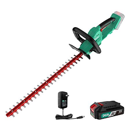 22" DCA Cordless 20V Hedge Trimmer w/ 2Ah Battery & Charger $35 + Free S&H