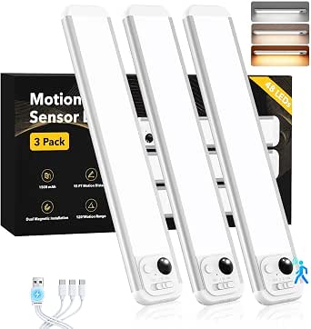 3-Pk RUIKORING 8.5" Motion Sensing Under Cabinet Lighting $13.50