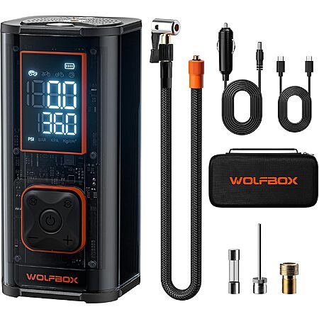 150PSI 45LPM WOLFBOX Heavy Duty Dual Cylinder Portable Tire Inflator $37 + Free S&H