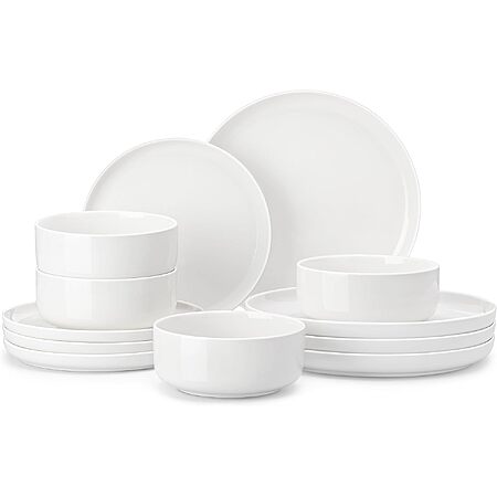 12pc MALACASA Porcelain Plates and Bowls Dinnerware Set $30 + Free S/H $29.98