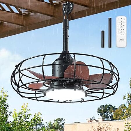 addlon Plug-In Outdoor Ceiling Fan with Light and Remote