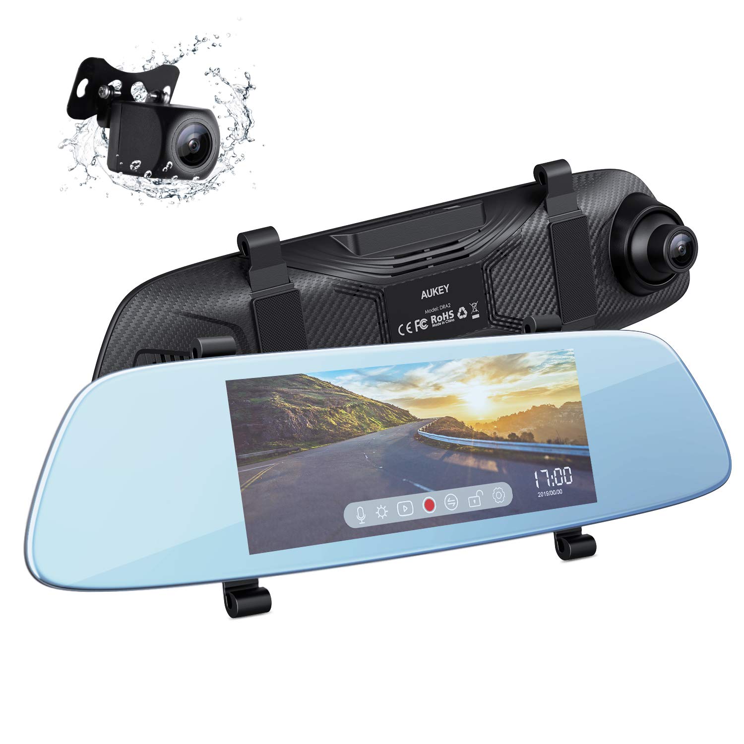 Aukey DRA2 1080p 6.8" Mirror Dash Camera w/ Touchscreen $50.40 + free s/h