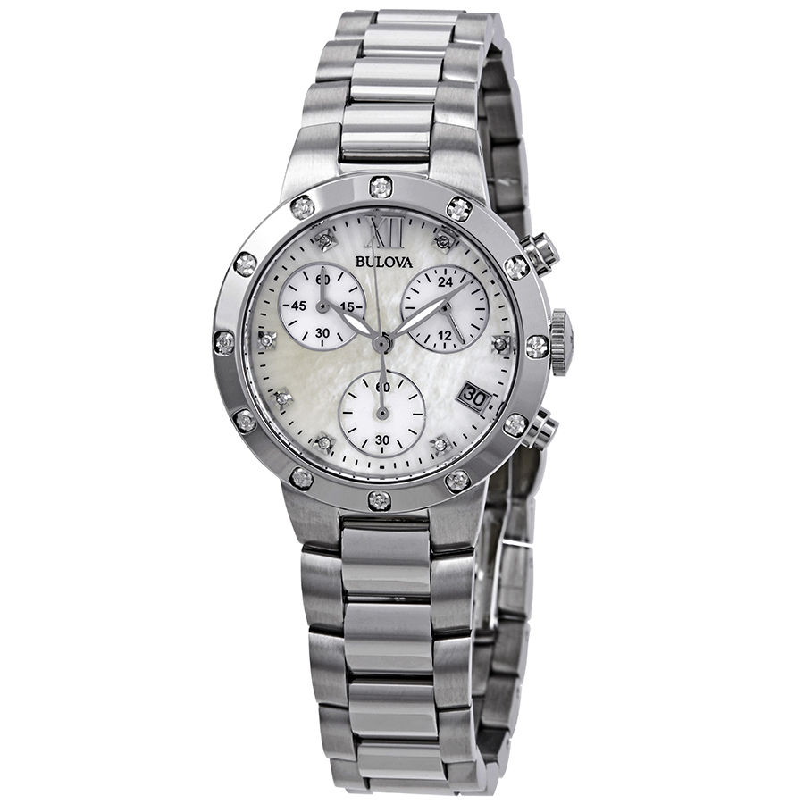 Bulova Maiden Lane Chronograph Diamond Ladies Watch on Braclet & Mother of Pearl Dial $90 + free s/h