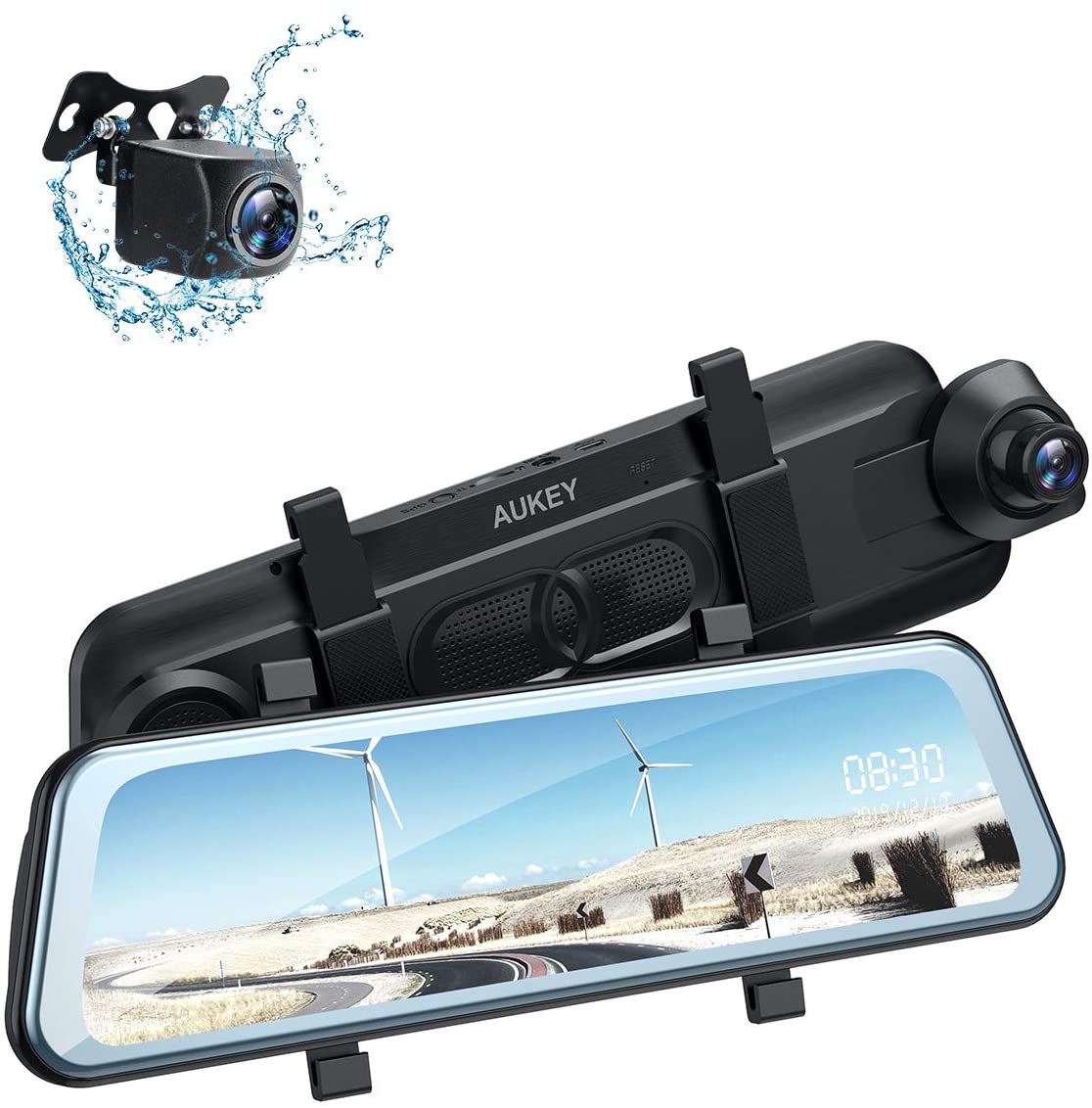 AUKEY Backup Camera 9.66" IPS Touchscreen 1080p Dual Mirror Dash Cam & More $70 + free s/h