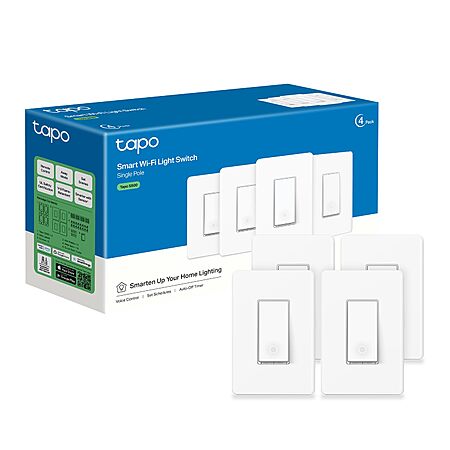 4-pk TP-Link Tapo S500 UL Certified Single Pole Smart Wi-Fi Light Switches $30.35 