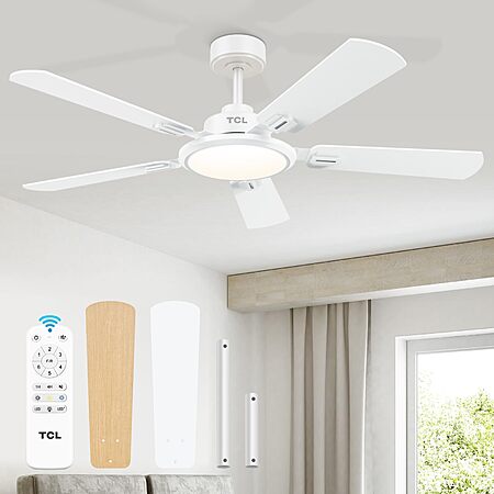 52" TCL Ceiling Fan w/ 6 Speeds, LED Light & Remote Control (2 Colors) $71 + Free S&H